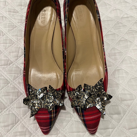 J.Crew Collection tartan plaid Lucie pumps with sequin stars - Picture 1 of 11